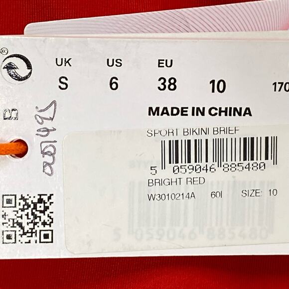 SUPERDRY Sport Bikini Brief Swimsuit Bottom Sz 6 Red Blue Colorblock Lined NWT - Picture 2 of 8